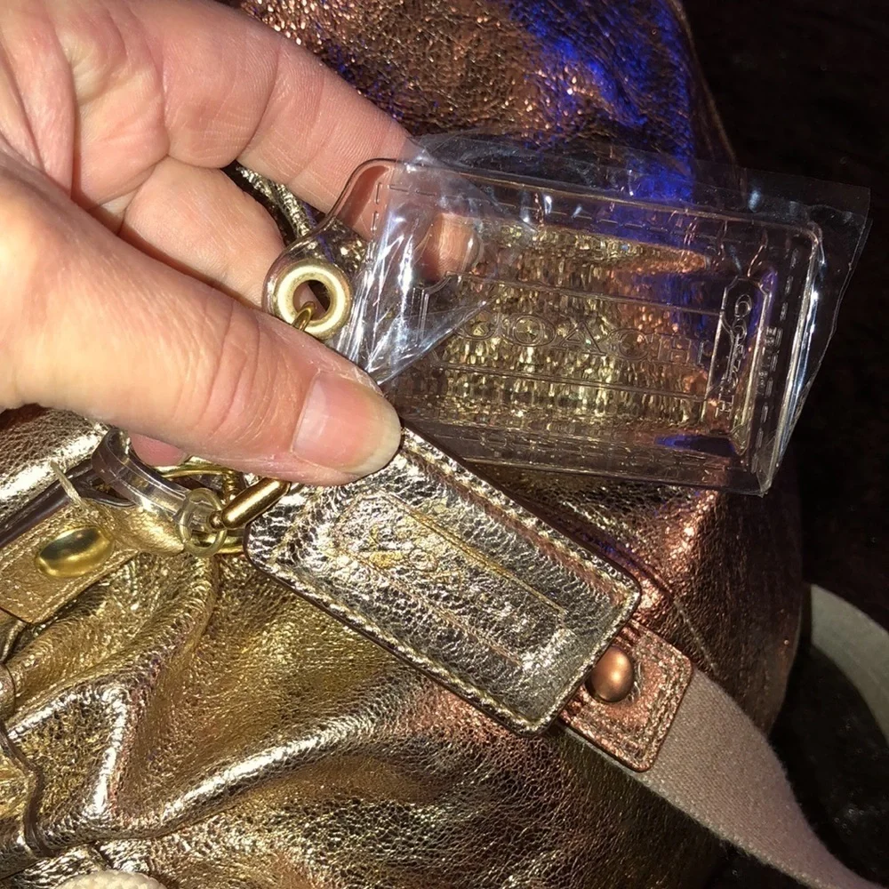 Coach Metallic Gold Shoulder bag two different straps great gift idea NWT